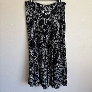 NWOT Soft Surroundings Black Floral Flowing Maxi Skirt Womens L Cottagecore